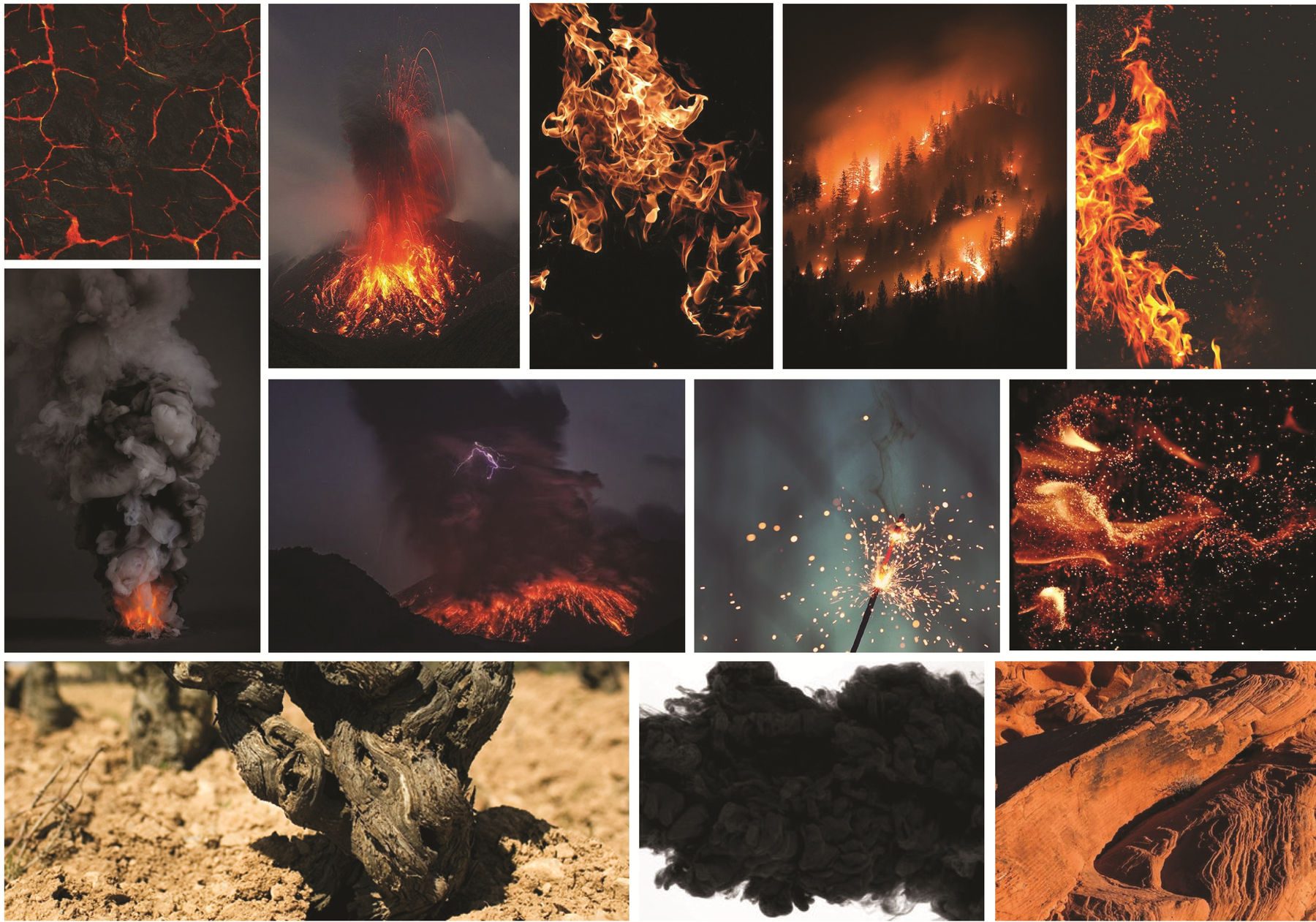 Univers visual del projecte Inferis: lava, brases, fum i cendra